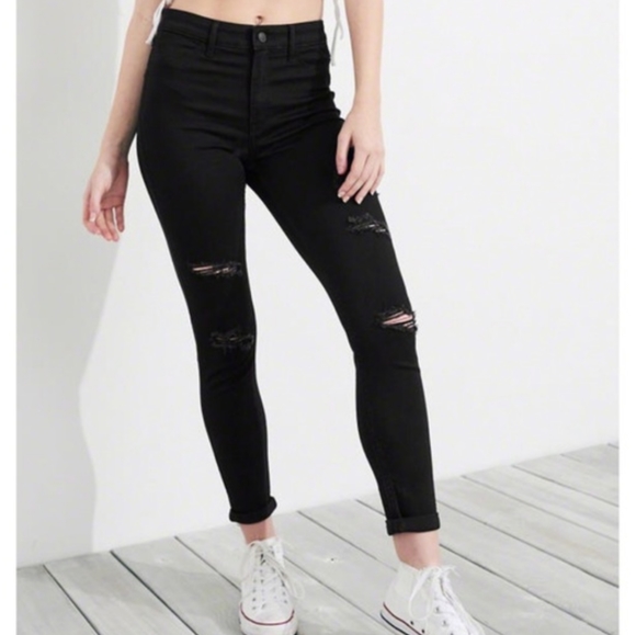 hollister crop high rise jeans